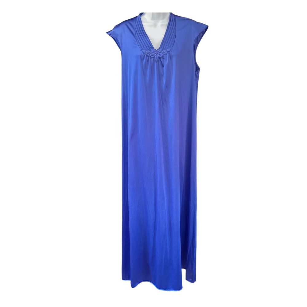 Vintage Collectibles by JCPenney Nightgown Royal Blue Satin Maxi Old Hollywood